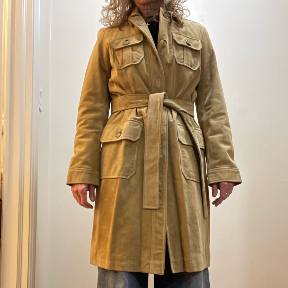 GAP Vintage Women's Camel Suede Trench Coat Size M - Picture 5 of 14